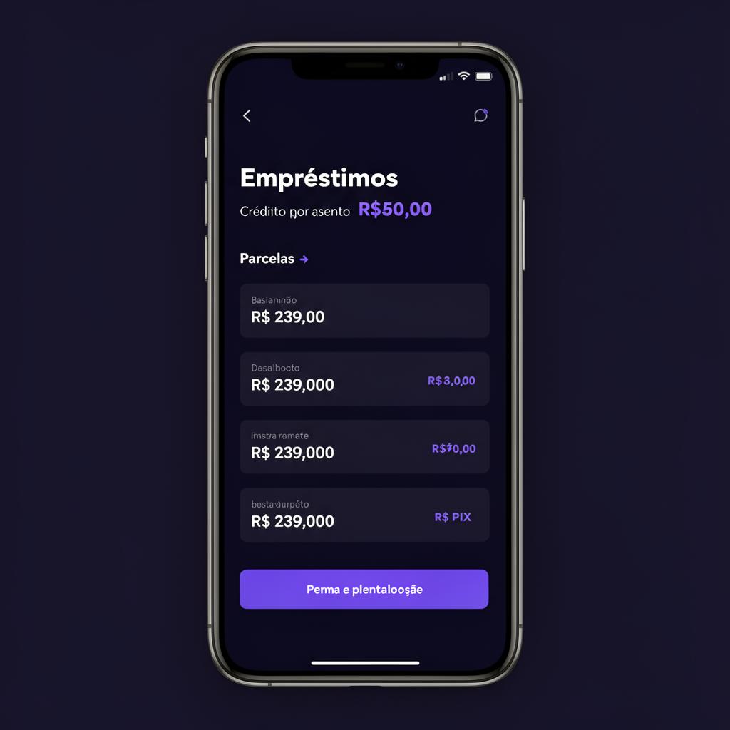 App mobile mostrando empréstimos